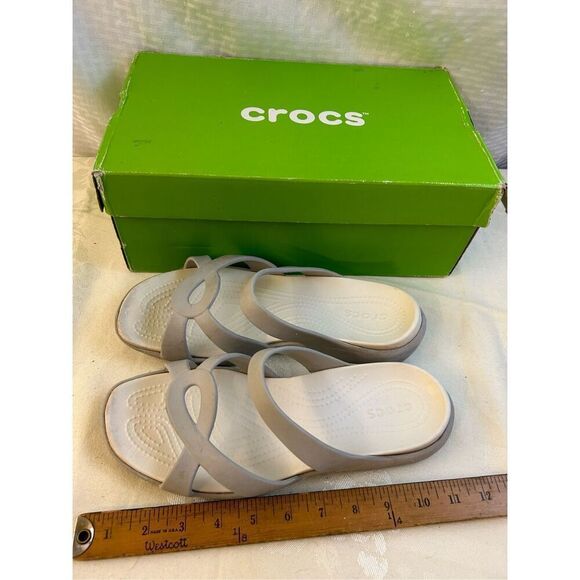 Crocs iconic comfort gray two strap size 10 (some discoloration) - Picture 4 of 4
